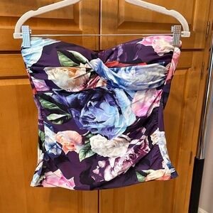 La Blanca Purple Floral Strapless Swim Top
